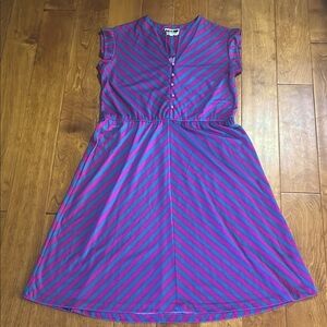 MSII Purple & Grey Bohemian Midi Dress Size 12 P A-line V-neck Artsy Casual